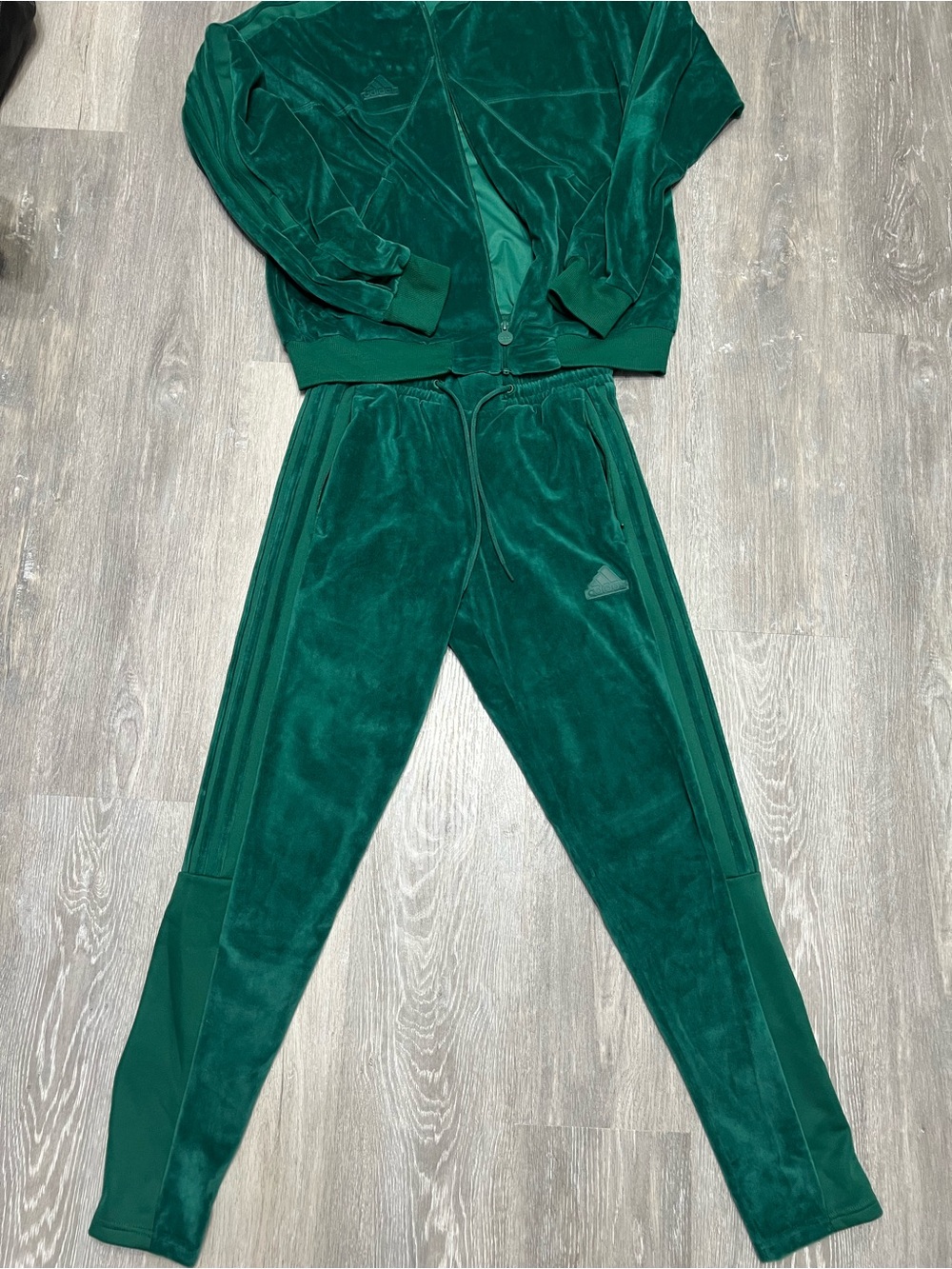 adidas Deep Green Velour Track Joggers